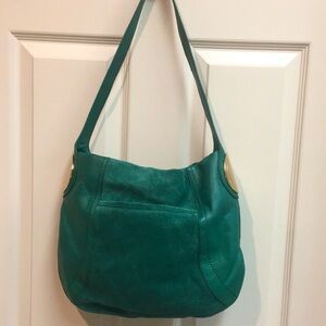 NWOT B.Makowski Leather & Suede Emerald Shoulder Bag